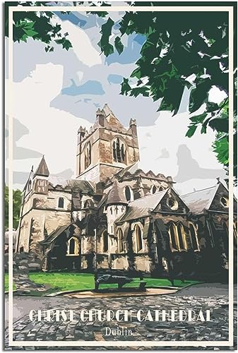 cgltd Dekorative Gemälde Dublin Irland Christ Church Cathedral Vintage Reiseposter Wandposter Raumdekoration Kunstwandgemälde Leinwand Ungerahmt 30x45cm von cgltd