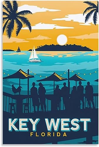 cgltd Leinwand-Poster Key West Florida Vintage Reiseposter, dekorative Gemälde, Leinwand, Wandkunst, Heimdekoration Ungerahmt 40x60cm von cgltd