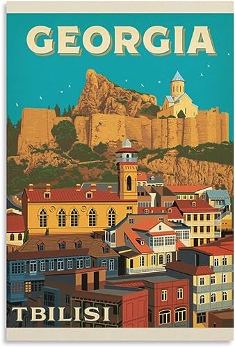 cgltd Leinwandkunst Georgien Tiflis Vintage Reiseposter, dekorative Gemälde, Heimdekoration, Leinwand, Wandkunst, Zimmer Ungerahmt 60x90cm von cgltd