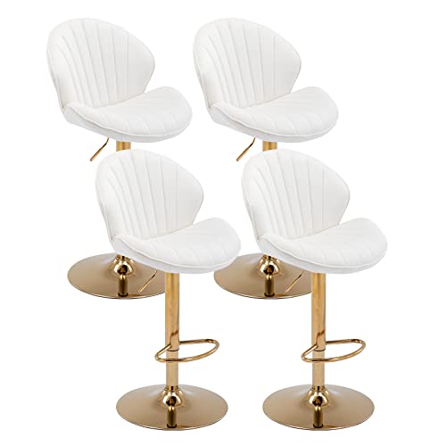 chairus 4er Set Drehbarer Barhocker aus Samt Hohe Hocker Höhenverstellbar Barstuhl Ohne Arme Küchenstühle mit Fußstütze (Beige(Samt)-4) von chairus