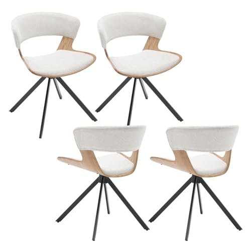 chairus 4er Set Esszimmerstühle Leinen Küchenstühle Armlose Stühle Esszimmer Moderne Polsterstühle mit Metallbeine Akzentstühle für Küche (Beige-4) von chairus