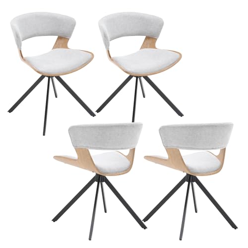 chairus 4er Set Esszimmerstühle Leinen Küchenstühle Armlose Stühle Esszimmer Moderne Polsterstühle mit Metallbeine Akzentstühle für Küche (Grau-4) von chairus