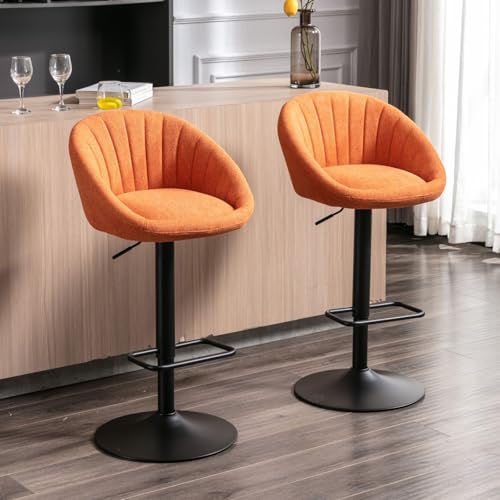 chairus Barhocker 2er Set, Barstuhl Höhenverstellbar aus Handtuch-Stoff Moderne Küchenhocker Drehbar Tresenhocker für Küche/Hausbar,Orange von chairus