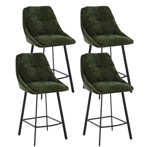 chairus Barhocker Barstuhl 4er Set Chenille Barhocker mit Lehne für Küche Moderne Tresenhocker Küchenhocker für Esszimmer (Grün-4) von chairus