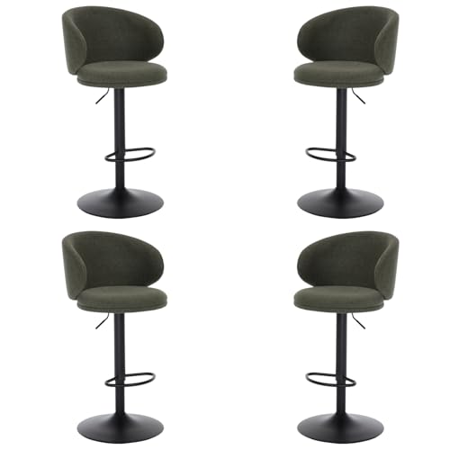 chairus Barhocker Drehbar 4er Set Barstuhl für Küche Leinen Höhenverstellbare Hochhocker mit Fußstütze Thekenhocker Esszimmer Wohnzimmer (Grün-4) von chairus