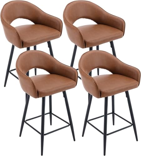 chairus Barhocker 4er Set PU Leder Barstuhl Küche, Gepolstert Barhocker Drehbar Tresenhocker mit Lehne, Barstuhl Schwenkbar für Esszimmer Hausbar, Braun von chairus