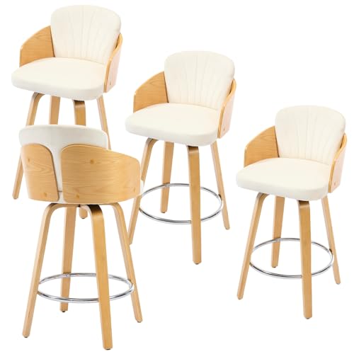 chairus Barstuhl 4er Set, Barhocker Samt Drehbar Küchenstühle im Muschelstil mit doppeltem Rückenpolster Thekenhocker Gebogene Holzbeine für Hausbar/Küche,Beige chairus Barstuhl 4er Set, Barhocker Samt Drehbar Küchenstühle im Muschelstil mit doppeltem Rückenpolster Thekenhocker Gebogene Holzbeine für Hausbar/Küche,Beige von chairus