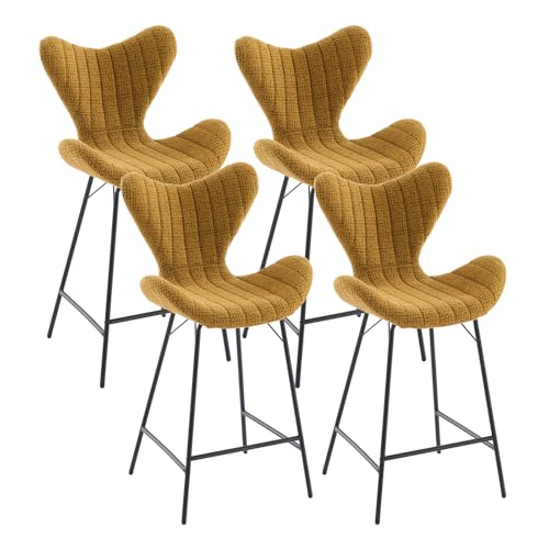 chairus Barstuhl 4er Set Chenille Barhocker mit Lehne Küchenhocker für Kücheninsel Moderne Tresenhocker für Küche Esszimmer (Gelb-4) von chairus