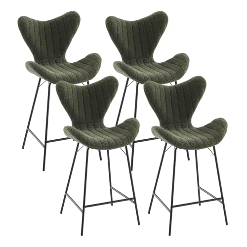 chairus Barstuhl 4er Set Chenille Barhocker mit Lehne Küchenhocker für Kücheninsel Moderne Tresenhocker für Küche Esszimmer (Grün-4) von chairus