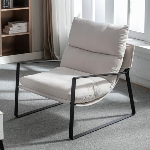 chairus Loungesessel Polsterstuhl Sessel für Wohnzimmer aus Chenille Modern Ohrensessel Schlafzimmer Relaxsessel mit Armlehnen (Beige) von chairus