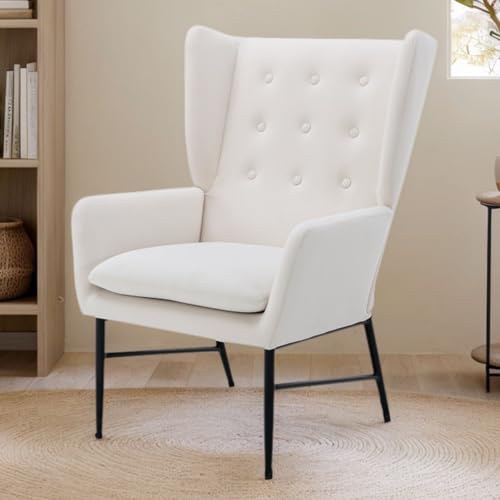 chairus Einzelsofa Loungesessel Samt Polsterstuhl mit Armlehne Gepolstert Wannenstuhl Seitenstuhl für Balkon Wohnzimmer (Beige) von chairus