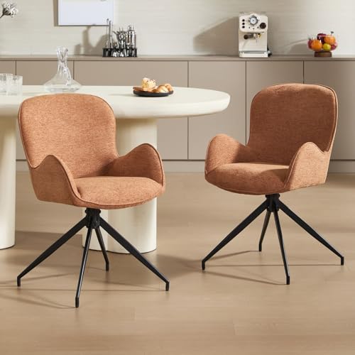 chairus Esszimmerstühle 2er Set 360°Küchenstühle Drehbar Gepolsterte Drehstühle Polsterstuhl Küche Chenille Akzentstühle mit Rückenlehne, Braun von chairus