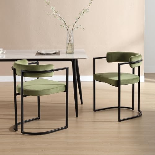 chairus Küche Esszimmerstühle 2er Set Samt Küchenstühle mit Metallgestell Modern Akzentstühle Polsterstühle für Esszimmer Wohnzimmer (Grün) von chairus