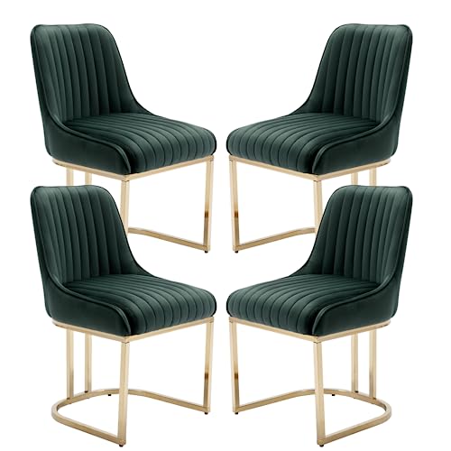 chairus Esszimmerstühle 4er Set Samt Polsterstuhl Esszimmer Küchenstühle mit Gold Metallbeinen Gepolsterte Essstühle für Küche (Grün-4) von chairus