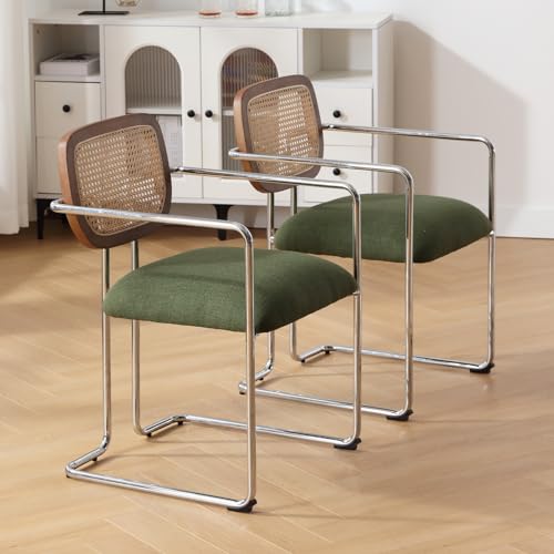 chairus Gepolsterter Esszimmerstühle, Leinen, Küchensessel mit Metallbeinen, moderne Akzentstühle (Grün-2 (Leinen)) von chairus