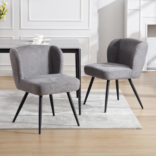 chairus Leinen 2er Set Esszimmerstühle Polsterstühle für Küche Armlose Küchenstühle mit Rückenlehne Akzentstühle Esszimmer Wohnzimmer (Grau) von chairus