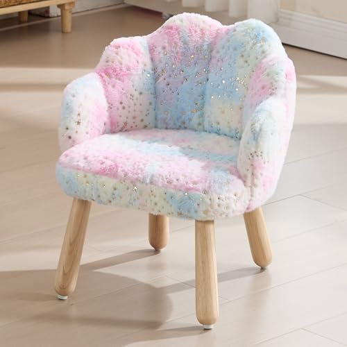 chairus Kindersessel für Kinderzimmer, Kunstfell Kinderstuhl Blütenblatt Kindersofa Gepolstert, Kindercouch für Spielzimmer Mini Sessel Mädchen, Bunt von chairus