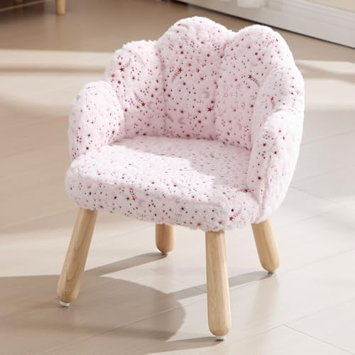 chairus Kindersessel für Kinderzimmer, Kunstfell Kinderstuhl Blütenblatt Kindersofa Gepolstert, Kindercouch für Spielzimmer Mini Sessel Mädchen, Rosa von chairus