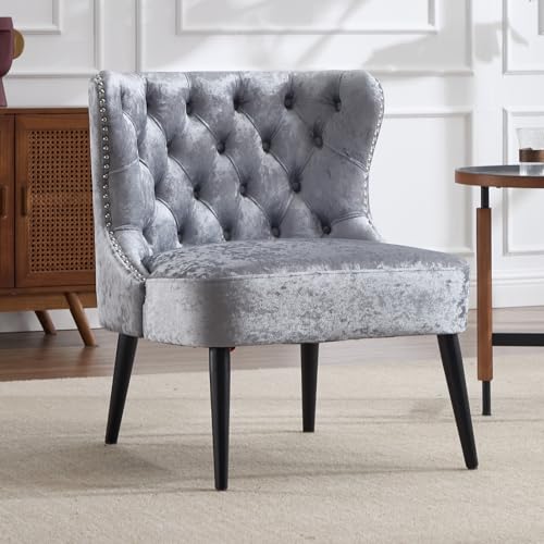 chairus Ohrensessel Samt Sessel Wohnzimmer Relaxsessel mit Holzbeinen Loungesessel Schlafzimmer Arbeitszimmer, Grau chairus Ohrensessel Samt Sessel Wohnzimmer Relaxsessel mit Holzbeinen Loungesessel Schlafzimmer Arbeitszimmer, Grau von chairus
