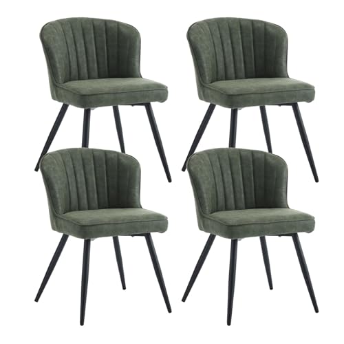 chairus PU Leder 4er Set Küchenstühle Esszimmerstühle für Wohnzimmer Moderne Akzentstühle mit Metallbeinen für Küchen (Grün) von chairus