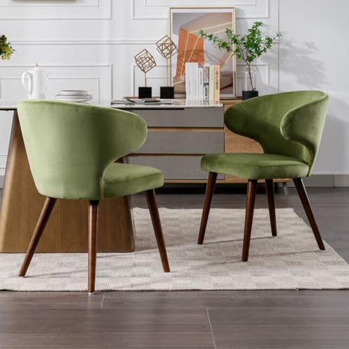 chairus Polsterstuhl Esszimmerstühle 2er Set Samt Küchenstühle mit Holzbeinen Modern Relaxstuhl Wohnzimmer (Grün-2(Samt)) von chairus