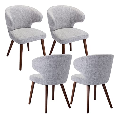 chairus Polsterstuhl Esszimmerstühle 4er Set Leinen Küchenstühle mit Holzbeinen Modern Relaxstuhl Wohnzimmer (Grau-4(Leinen)) von chairus