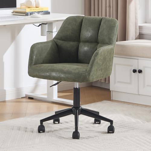 chairus Schreibtischstuhl PU Leder Bürostuhl 360° Drehbar Schreibtischstuhl Höhenverstellbar Drehstuhl für Arbeitszimmer Arbeitsstuhl Sessel (Grün(Rollen)) von chairus