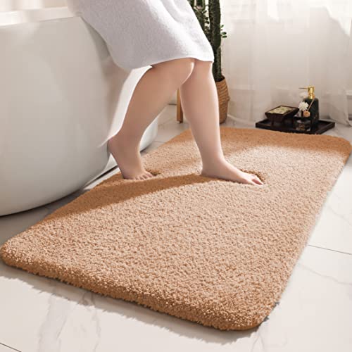 chakme Badteppich rutschfeste 70×120 cm，Maschinenwaschbare Badezimmerteppich Wasserabsorbierend Badematte，weicher Mikrofasern Badvorleger für Dusche,Badewanne und Toilette，Beige von chakme