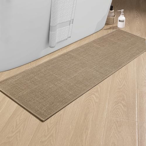 chakme Badezimmerteppich 43 x 150cm rutschfeste Badematte mit Gummi Rückseite Badteppich rutschfest waschbar Badvorleger Bad Teppich Badezimmer Duschvorleger Brown von chakme