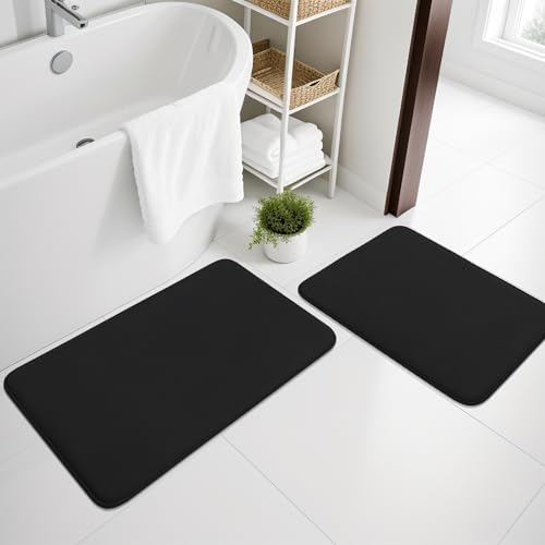 chakme 2 Teilig Ultra Dicke Badematte Memoryschaum rutschfest, Badezimmerteppich Badematten Badvorleger Set 2 Teilig, Duschvorleger Badteppich Set, Badezimmergarnitur 40×60 cm + 50×80 cm, Schwarz chakme 2 Teilig Ultra Dicke Badematte Memoryschaum rutschfest, Badezimmerteppich Badematten Badvorleger Set 2 Teilig, Duschvorleger Badteppich Set, Badezimmergarnitur 40×60 cm + 50×80 cm, Schwarz von chakme