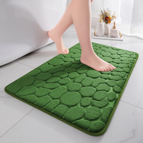 chakme Badematte Memoryschaum Badteppich Memory Foam Duschvorleger Saugfähige Badvorleger Badezimmerteppich Duschmatte Deko Fussmatte rutschfeste Matte für Badezimmer Wohnzimmer 43×61 cm, Grün von chakme