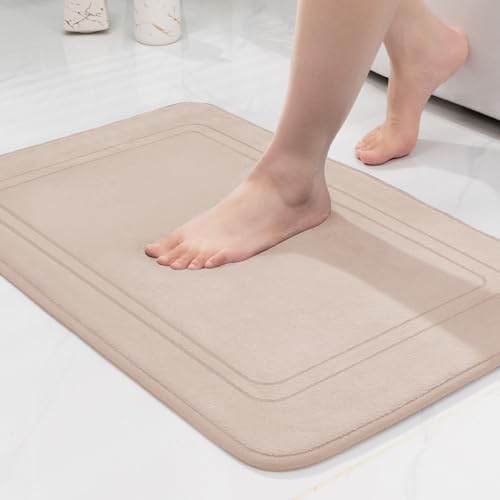 chakme Badematte rutschfest,Badezimmerteppich Weich Badteppich Saugfähige Badvorleger Duschvorleger Fussmatte für Badezimmer Beige 43x61cm von chakme