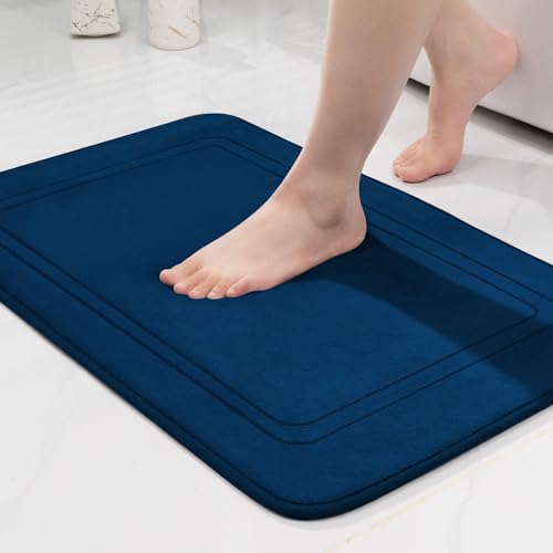 chakme Badematte rutschfest,Badezimmerteppich Weich Badteppich Saugfähige Badvorleger Duschvorleger Fussmatte für Badezimmer Blau 43x61cm von chakme