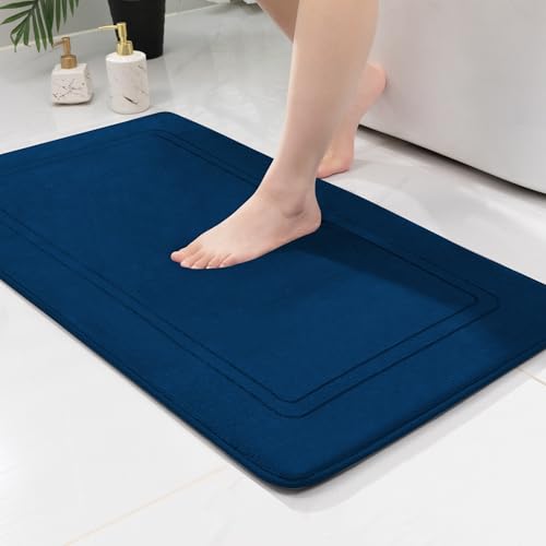 chakme Badematte rutschfest,Badezimmerteppich Weich Badteppich Saugfähige Badvorleger Duschvorleger Fussmatte für Badezimmer Blau 60x90cm von chakme
