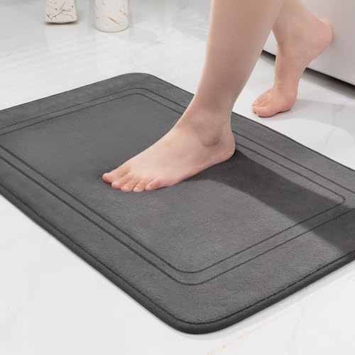 chakme Badematte rutschfest,Badezimmerteppich Weich Badteppich Saugfähige Badvorleger Duschvorleger Fussmatte für Badezimmer Dunkelgrau 43x61cm von chakme