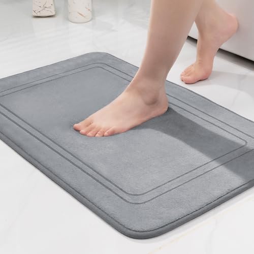 chakme Badematte rutschfest,Badezimmerteppich Weich Badteppich Saugfähige Badvorleger Duschvorleger Fussmatte für Badezimmer Grau 50x80cm von chakme