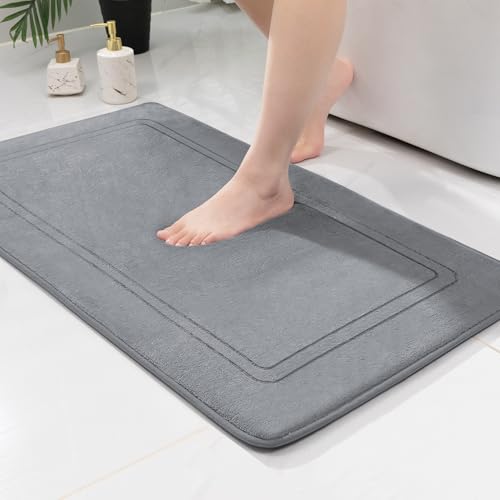 chakme Badematte rutschfest,Badezimmerteppich Weich Badteppich Saugfähige Badvorleger Duschvorleger Fussmatte für Badezimmer Grau 60x90cm von chakme