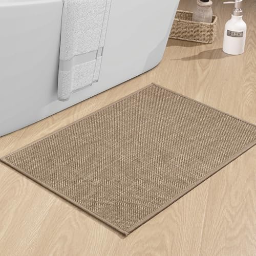chakme Badezimmerteppich 43 x 61 cm rutschfeste Badematte mit Gummi Rückseite Badteppich rutschfest waschbar Badvorleger Bad Teppich Badezimmer Duschvorleger Braun von chakme