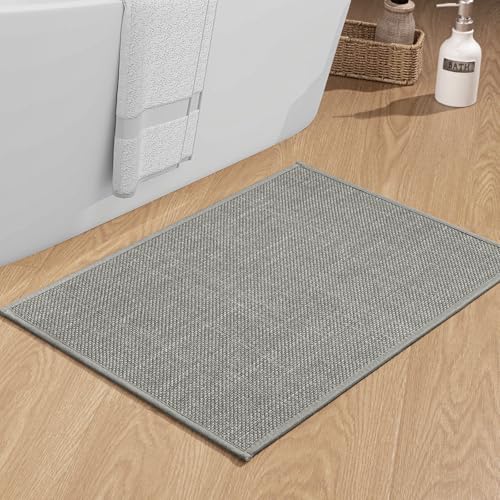 chakme Badezimmerteppich 43 x 61 cm rutschfeste Badematte mit Gummi Rückseite Badteppich rutschfest waschbar Badvorleger Bad Teppich Badezimmer Duschvorleger Grau von chakme