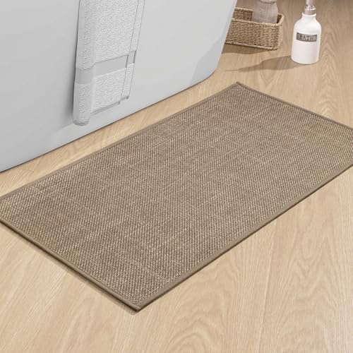 chakme Badezimmerteppich 43 x 81 cm rutschfeste Badematte mit Gummi Rückseite Badteppich rutschfest waschbar Badvorleger Bad Teppich Badezimmer Duschvorleger Braun von chakme