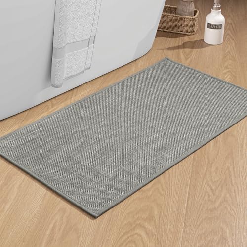 chakme Badezimmerteppich 43 x 81 cm rutschfeste Badematte mit Gummi Rückseite Badteppich rutschfest waschbar Badvorleger Bad Teppich Badezimmer Duschvorleger Grau von chakme