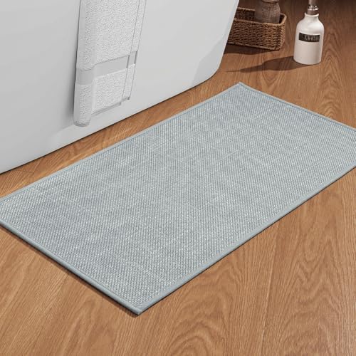 chakme Badezimmerteppich 43 x 81 cm rutschfeste Badematte mit Gummi Rückseite Badteppich rutschfest waschbar Badvorleger Bad Teppich Badezimmer Duschvorleger Hellgrau von chakme