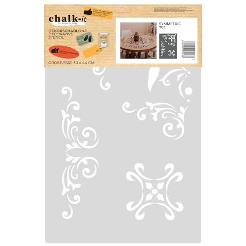 Chalk-it Dekorschablone Model 701 Symmetric Wiederverwendbar Malerschablone Flexible Kunststofffolie Schablone für Möbel Holz Kreiderfarbe von chalk-it