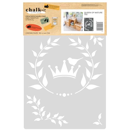 Chalk-it Dekorschablone Model 702 Queen of Nature, Wiederverwendbare, Malerschablone Flexible Kunststofffolie Schablone für Möbel Holz Kreiderfarbe von chalk-it