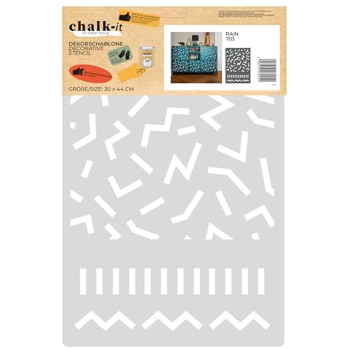 Chalk-it Dekorschablone Model 703 Rain, Wiederverwendbare, Malerschablone Flexible Kunststofffolie Schablone für Möbel Holz Kreiderfarbe von chalk-it