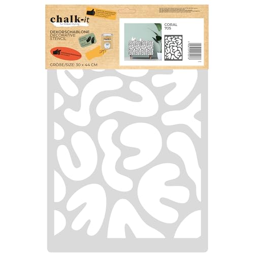 Chalk-it Dekorschablone Model 705 Coral, Wiederverwendbare, Malerschablone Flexible Kunststofffolie Schablone für Möbel Holz Kreiderfarbe von chalk-it