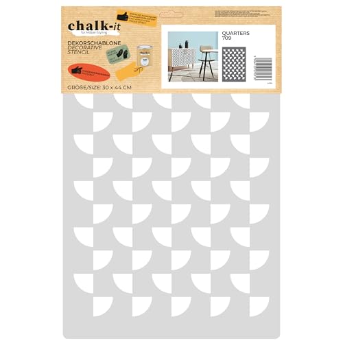 Chalk-it Dekorschablone Model 709 Quarters, Wiederverwendbare, Malerschablone Flexible Kunststofffolie Schablone für Möbel Holz Kreiderfarbe von chalk-it