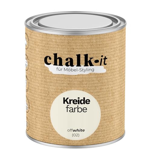 chalk-it Kreidefarbe 750ml (02) OffWhite Shaby Chic Möbel Farbe Holzlack Natur Vintage Look Möbellack Erfüllt EN71-3 Sicher Kindermöbel Spielzeuge von chalk-it