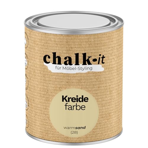 chalk-it Kreidefarbe 750ml (28) Warm Sand Möbel Farbe Shabby Chic Holzlack Natur Vintage Look Möbellack Erfüllt EN71-3 Sicher Kindermöbel Spielzeuge von chalk-it