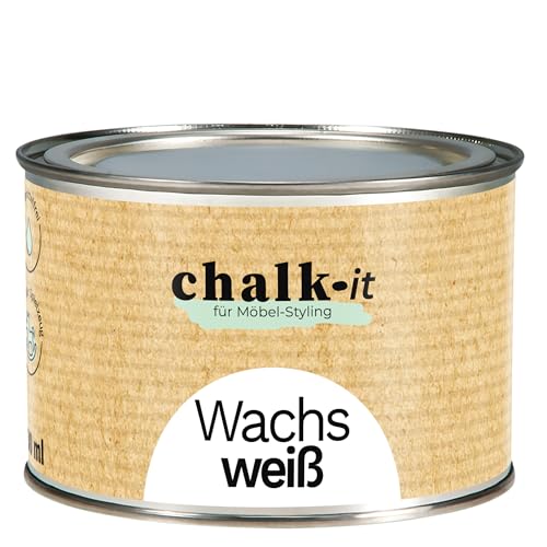 chalk-it Möbelwachs 400ml Weiss Möbelschutz Holzwachs Pflege Wachs Kreidefarbe Möbelpflege & Holzschutz mit Bienenwachs Finish Versiegelung Vintage Shabby Chic von chalk-it